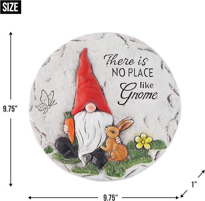 DII Cement Stepping Stone Collection Decorative Colorful, 9.75" Diameter, No Place Like Gnome