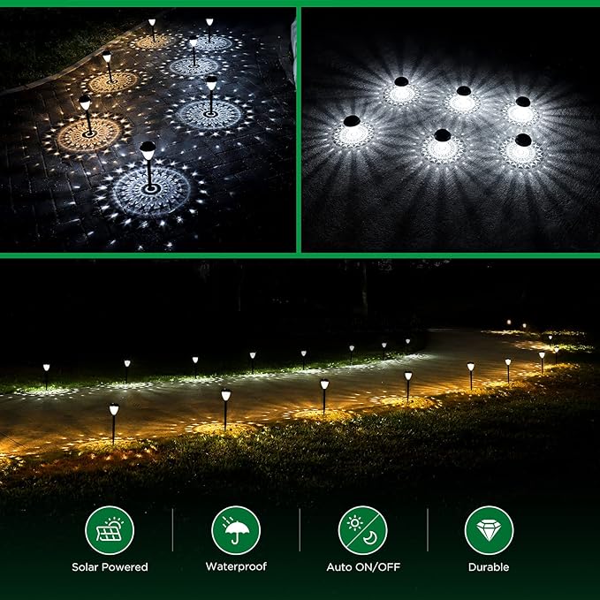 URAGO Super Bright Solar Lights Outdoor Waterproof-10 Pack, Dusk to Dawn Up to 12 Hrs Solar Garden Lights Outdoor Pathway Auto On/Off, LED Landscape Decorative Lighting for Walkway Patio Yard Outside