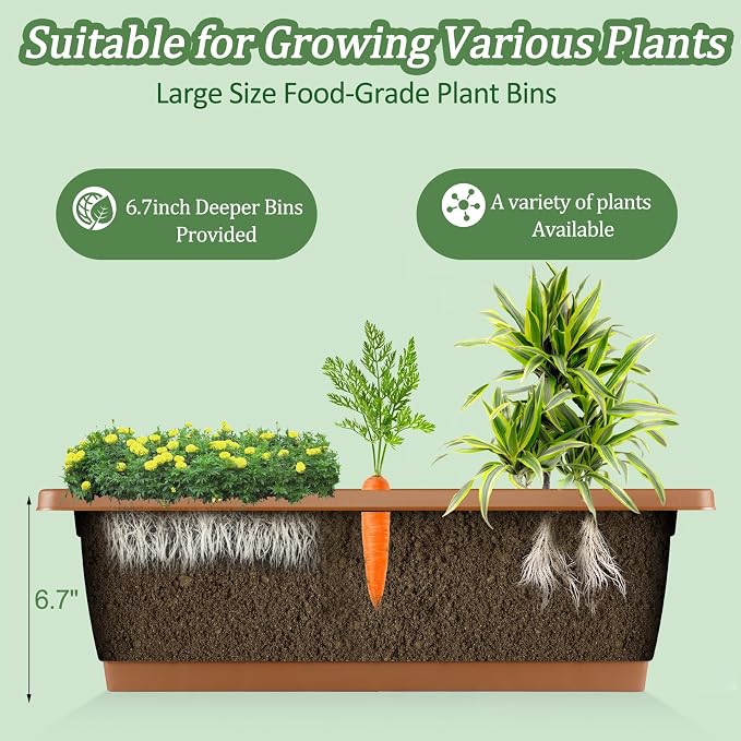 TEANDE Vertical Raised Garden Bed, 5-Tier Elevated Planter Box w/Drainage System & 4 Hooks for Herbs Vegetables Flowers, Vertical Garden Planter for Patio Yard Indoor Outdoor