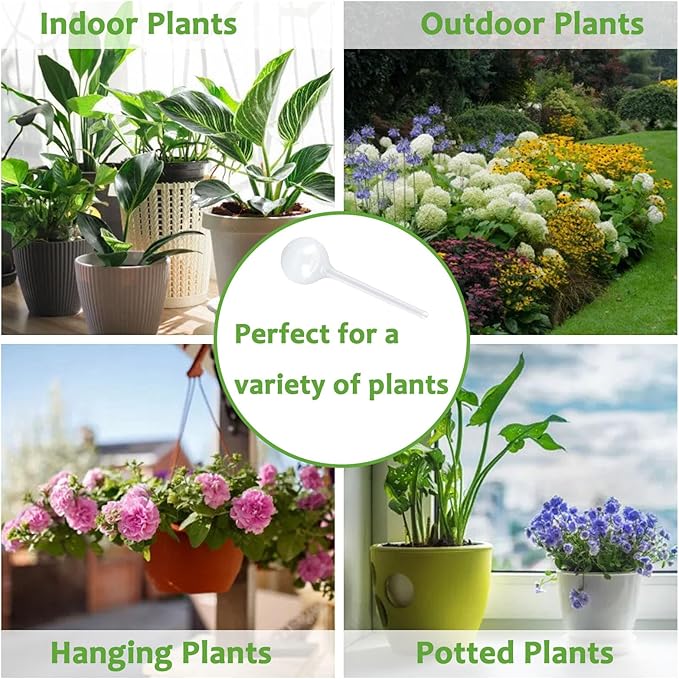 Plant Watering Globes Set of 10, Self Watering Bulbs for Indoor & Outdoor Plants, Plastic Automatic Water System (Clear, 10 Pack Large)