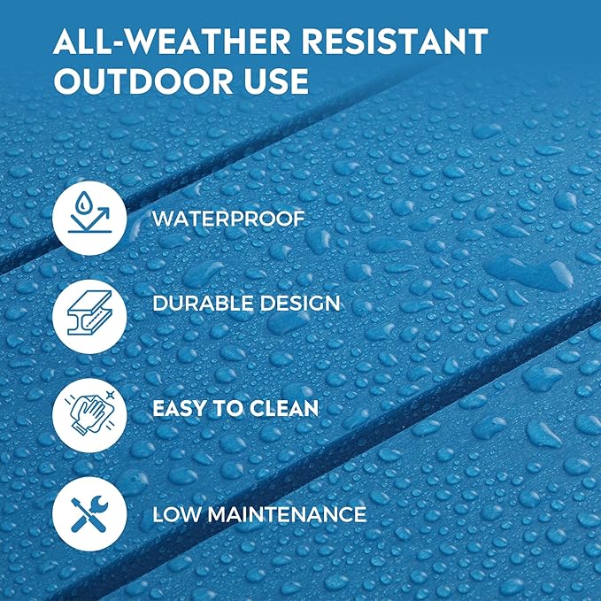 Costaelm Square Outdoor Side Tables, Adirondack Patio Tables for Outside, HDPE Patio End Table Weather Resistant, Balcony Table for Pool, Seaside, Backyard, Porch, Indoor Companion, Pacific Blue