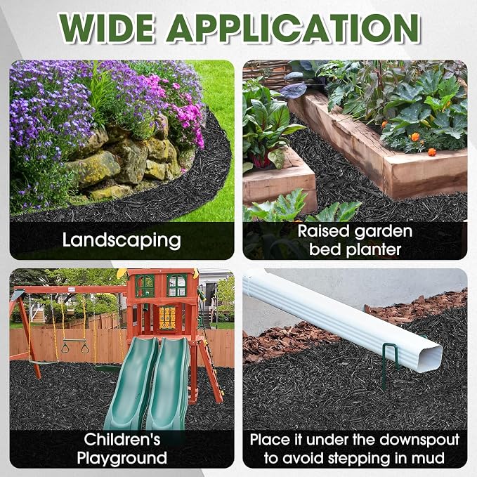 Recycled Rubber Mulch for Landscaping, Mulch Mat Roll Permanent Walkway Pathway for Outdoor Black-140"L ×5.5" W-1 Pack (1)