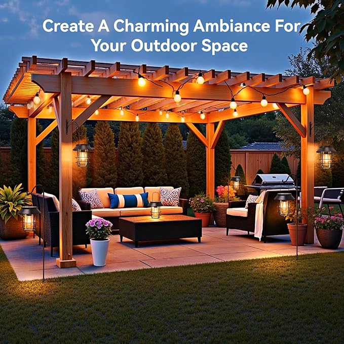 Solar Lanterns Outdoor Waterproof, High Brightness Hanging Solar Lights for Outside with Wall Hooks, Christmas Decor Retro Metal Outdoor Lanterns Auto On/Off for Patio, Yard Decor, Black, 2Pack