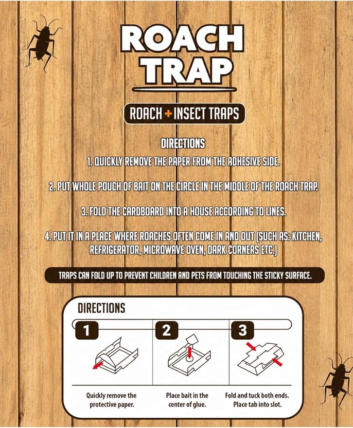 Roach Traps Indoor Sticky (18 Pack) - Glue Traps for Roaches Bug Traps with Roach Bait Traps - Long Lasting Non-Toxic Children and Pet Friendly - Trap a Pest