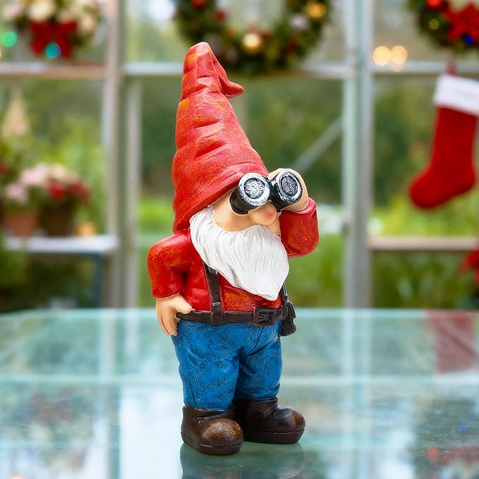 Funny Garden Gnome Statue - 6.7" Mini Scount Gnomes Figurine Decorations Indoor Outdoor Decor for Patio Yard Home, Ideal Birthday Christmas Gardening Gift