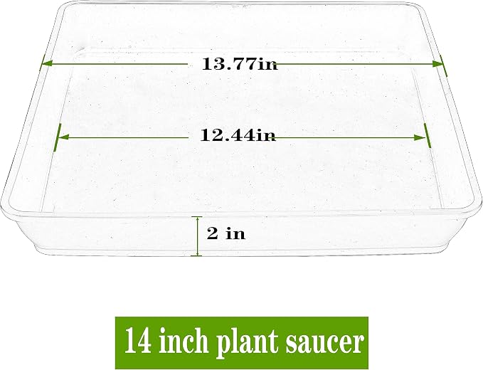 LWALRS 5 Pack Square Plant Saucer 14 Inch, Durable Plastic Plant Trays Plant Pot Saucers, Square Planters for Indoors and Outdoors Plants，Large Plant Saucers for Pots.