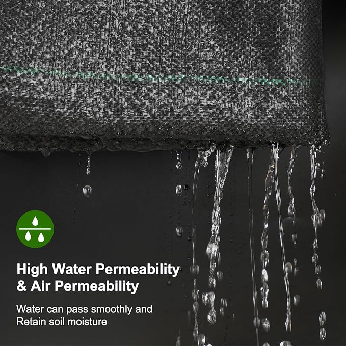 Jevrench 5oz Weed Barrier Landscape Fabric Heavy Duty, 6ft x 250ft Dual-Layer Premium Garden Landscaping Fabric, Ground Cover Weed Control Fabric Outdoor Weed Mat Garden Lawn Fabric
