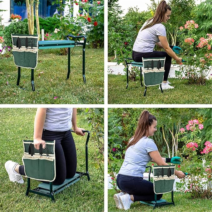 Foldable Garden Kneeler Gardening Bench with Soft Kneeling Pad for Gardening Flowers and Vegetables Balcony Care Potted Plants Yard Cleaning Home Cleaning