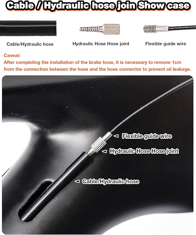Internal Cable Routing Kit for Bike Frame, Magnetic Flexible Cable Guide Tool for Brake, Shift, and Di2 Lines (Orange)