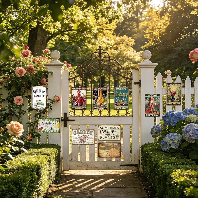 Funny Garden Metal Signs For Outside Gardening Gifts For Women Plant Lover Gifts Hoeing Ain’T Easy Sign Yard Decorations Outdoor Best Gift For Gardeners Garden Decor Funny Plant Signs 12x8 Inch