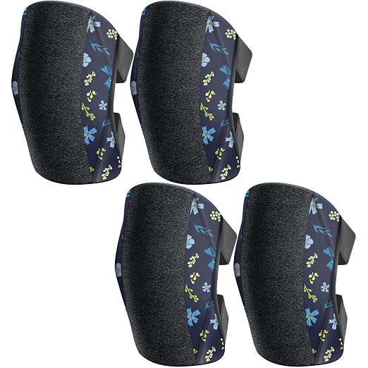 2 Pack Garden Knee Pads for Women, Lightweight Waterproof KneePads for Gardening, Anti Slip Leather Foam Padding Kneeling Pads for Flooring and Carpet Cleaning, House work, Gardening Maintain, Knee Protector, Blue Flower