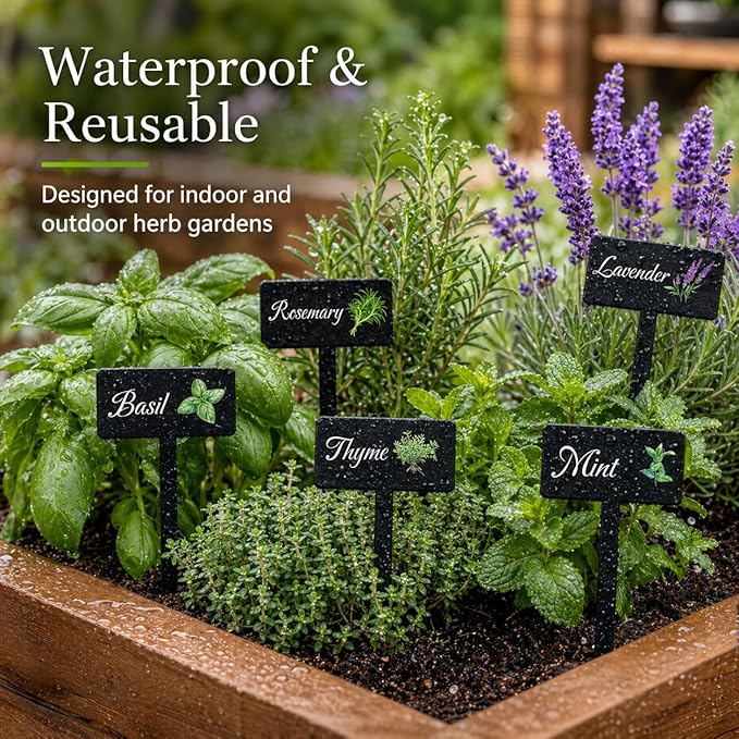 12pc Herb Garden Signs - 12 Styles Plant Labels with Names for Vegetables, Indoor/Outdoor Garden Decoration