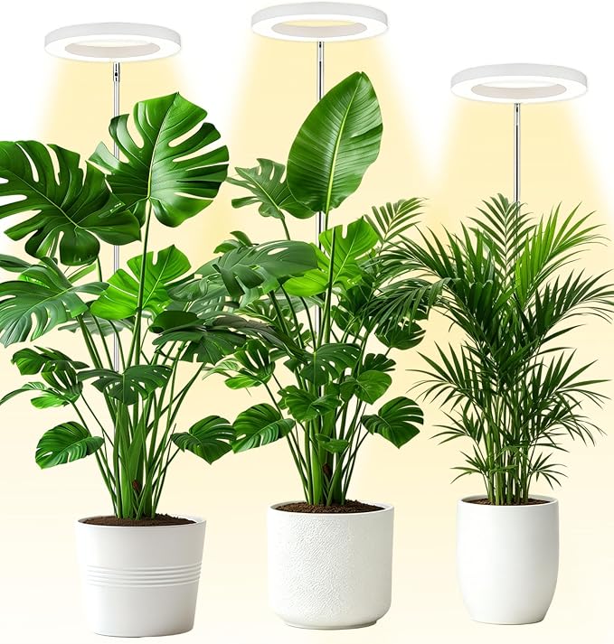 yadoker Plant Grow Light,LED Growing Light Full Spectrum for Indoor Plants,Aluminum Black Plant Lights,Height Adjustable, Automatic Timer, 5V Low Safe Voltage