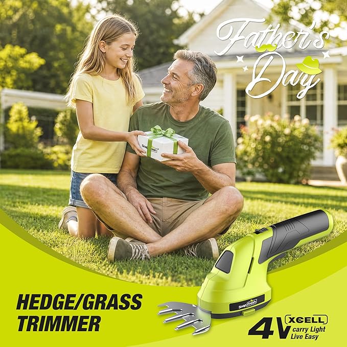 SnapFresh Cordless Grass Shears & Hedge Trimmer, 2-in-1 Handheld Electric Lightweight Hedge & Shrub Trimmer with Battery for Garden Yard Lawn, 2.0Ah Battery & USB-C Charging Cable Included