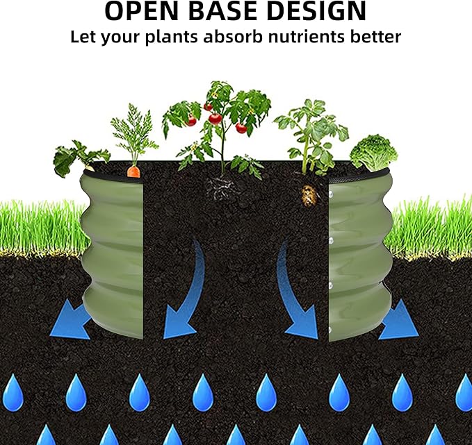 ZXZYHFTY Galvanized Raised Garden Bed Kit, 3Pcs Green Round Metal Raised Garden Beds Outdoor, 2 x 2 x 1 ft Planter Boxes Outdoor for Vegetables Flowers Herbs, Mailbox Planter Garden Bed