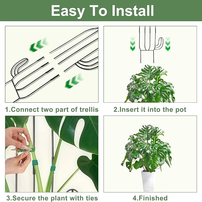 Plant Trellis for Climbing Plants Indoor, Cactus Trellis for Potted Plants, Pothos Hoya Monstera Metal Houseplant Climbing Support for Garden Balcony, 2P