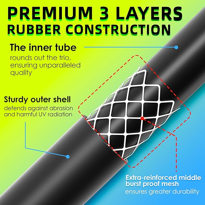 5/8 IN. × 50FT. Heavy Duty Rubber Garden Hose, High Flow 5/8" I.D. Brass Fitting No Memory Durable Heavy Duty Water Hose for Watering, Irrigation, Water Transfer Pump