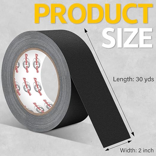 5 Pack Black Gaffers Tape 2 Inch x 30 Yards - Heavy Duty, Waterproof, No Residue, Non-Reflective, Easy Tear Gaffers Stage Tape - Multipurpose