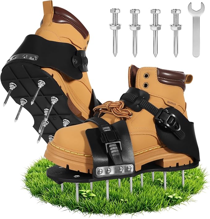 Aerator Shoes, Lawn Aerator Shoes for Grass, Spike Shoes Tool for Lawn with 5mm Metal Base and Adjustable Straps (Buckle)