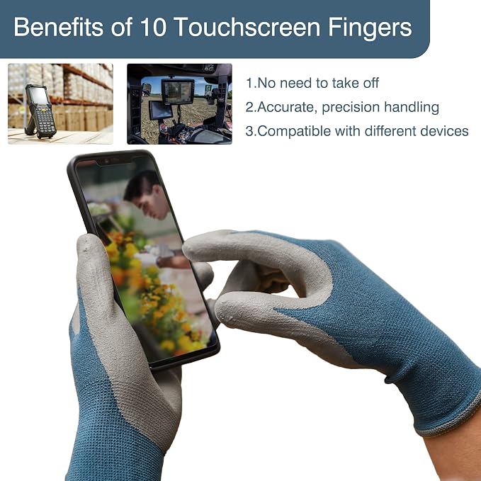 COOLJOB Gardening Gloves for Men, 2 Pairs Breathable Rubber Coated for Garden Weeding Landscaping, Outside Work for Lawn Yard, Men's Small Size, Black & Blue