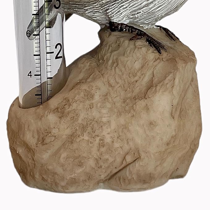 Gift Essentials Chickadee Decorative Rain Gauge Outdoor - Resin Bird Figurine on Rock Base - Removable Tube Measures Up to 5 Inches of Rainfall - Garden Decor Gift