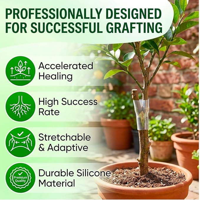 200Pcs Grafting Tape for Fruit Trees, Silicone Grafting Sleeves for Plant Grafting, Tree Grafting Supplies with 3-7.5mm Diameter , Professional Grafting Protection Tubes for Orchard and Garden Use