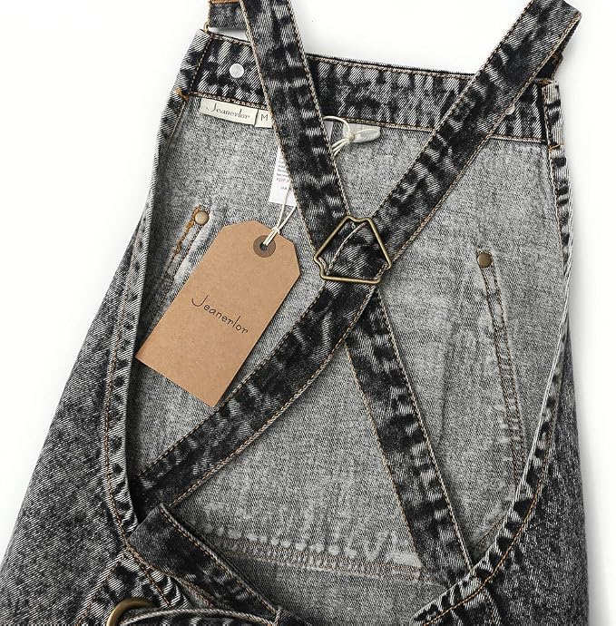 Jeanerlor - Cotton Denim Shop Black Tool Aprons with Pockets for Men - Jean Work Aprons for Men Cross Straps & Adjustable L to XXL