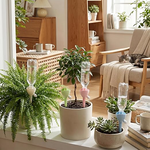 Self Watering Spikes for Plant - Automatic Plant Watering Spikes Devices with Adjustable Control Valve Switch for Indoor & Outdoor Potted Plants! (3 Each of Pink, Green 2 Each of Blue, White)