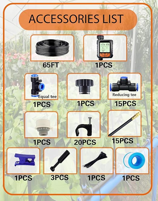 Drip Irrigation System,Automatic Garden Watering System, 360 Degree Adjustable Garden Sprinkler, High Output Mist Spray Nozzle for Potted Plants, Easy Connect & Rotating Head, Customizable Water Flow