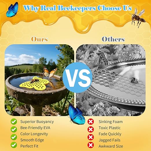 Floating Bee Island Watering Station - 5 Pack, Bee-Friendly EVA Foam, No Sinking, Drowning-Proof, Fade-Proof, Pre-Cut, Birdbath, Pools & Garden Hydration Solution for Pollinators (Butterfly)