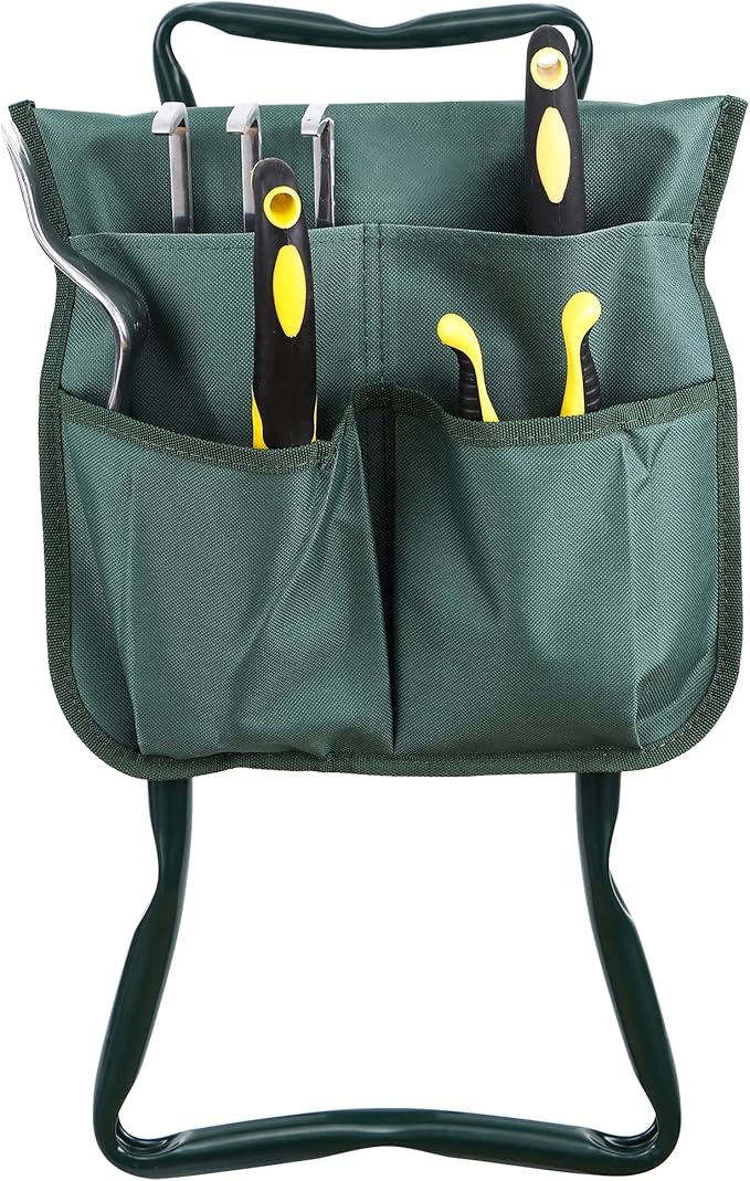 Garden Kneeler and Seat w/Thicken Wide Seat,Tool Pouch,Foldable Gardener Stool Bench, Gifts for Women Men Seniors Gardeners