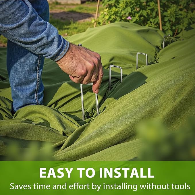 Landscape Staples 12 Inch, 12/25/50/100/200 Pack U-Shaped Galvanized Garden Stakes, 8 Gauge Heavy Duty Ground Stakes for Outdoor Decorations, Fixed Irigation Tubing, Fence,Weed Barrier Fabric