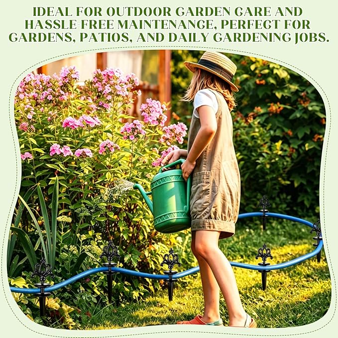 Zonon 6 Packs 12 Inch Garden Hose Guide Stake Heavy Duty Cast Iron Hose Guides Spike Decorative Garden Stakes Protector for Lawn Yard - Keeping Hoses Away from Flower Beds(Elegant Style)