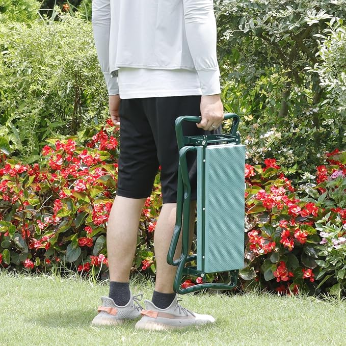 Garden Kneeler Seat with EVA Folding Portable Bench Kneeling Pad and Tool Pouch New