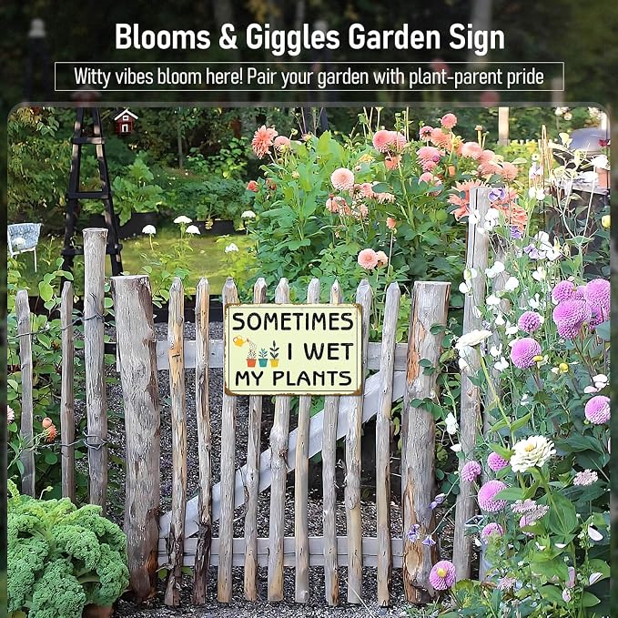 Sometimes I Wet My Plants Sign for Garden Wall Decor - Aluminum Rust-proof - Funny Garden Signs for Outside/Greenhouse - Gardening Gifts for Women/Plant lover, Metal Signs Vintage 12x8 Inch
