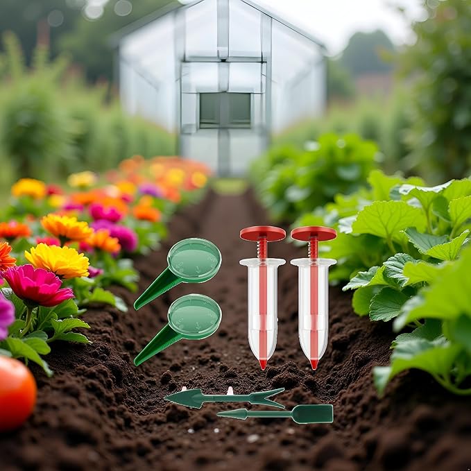 6Pcs Mini Sowing Seed Dispenser, Seed Planter Tool, Handheld Seed Planter, Mini Hand Seed Spreader, Garden Seed Planter, Small Seed Spreader with Seedlings Dibber Widger for Spreading,Seed Sower Tool