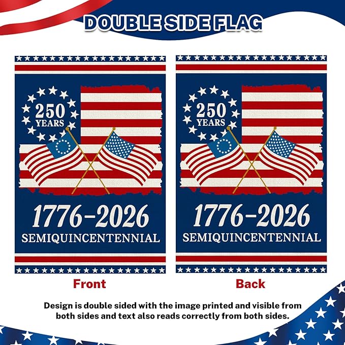 250 Anniversary Usa Garden Flags for Outside, 250 Anniversary USA Flag 1776-2026 Commemorative Patriotic Yard Sign Outdoor Stars & Stripes Design Banner 4th of July Decorations Double Sided Waterproof 250 Year American Flag 12x18 Inch