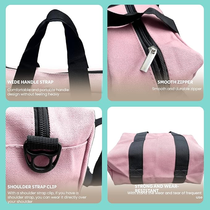 BLIRITEL 18 Inch Wide Mouth Tool Bag, Heavy Duty Canvas Tool Storage Bag, Large Capacity Handbag, Multi-function Tool Organizer Tote Bag for Storage Wrenches Pliers (Pink, 18 Inch)