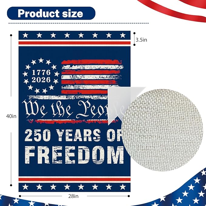 250 Anniversary Usa Garden Flags for Outside, 250 Anniversary USA Flag 1776-2026 Commemorative Patriotic 250 Year of Freedom Banner Yard Sign 4th of July Decorations Double-Sided Waterproof Flag with Stars Stripes 250 Year American Flag 12x18 Inch
