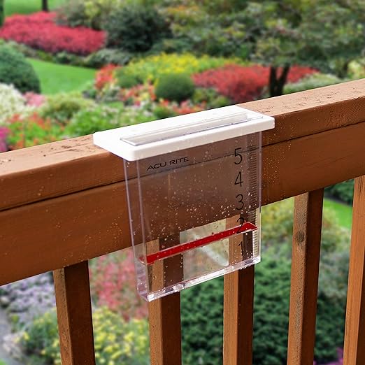 AcuRite Waterfall Rain Gauge with 5-inch Rainfall Capacity (00858W), Clear