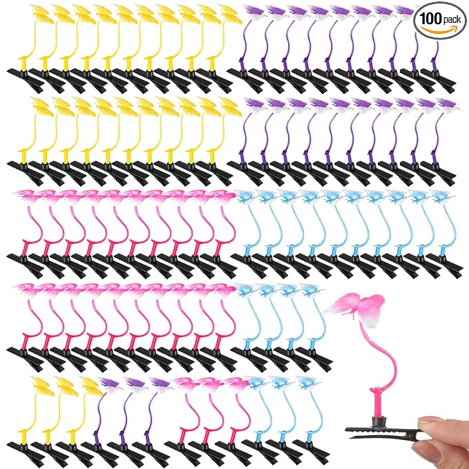 Tigeen 100 Pieces Bean Sprout Hair Clip Funny Plant Hairpins Grass Flower Butterfly Mushroom Hair Accessories (Butterfly)