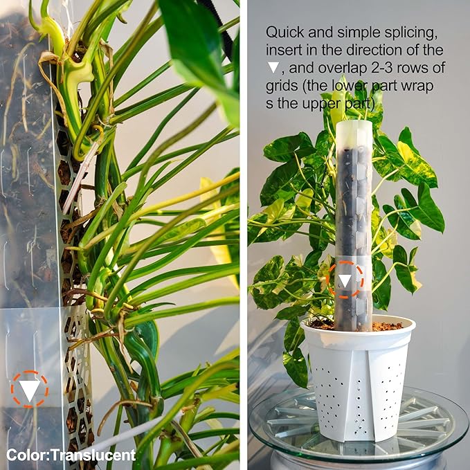 8 Pcs 17 Inch Plastic Moss Pole for Plants Monstera,Designed Specifically for Climbing Plants, Stackable Plant Support for Indoor Plants