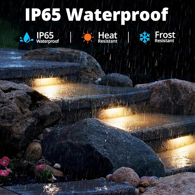 GKOLED 8 Pack 6.8 Inches LED Hardscape Lights, Low Voltage Retaining Wall Light Waterproof, 12V AC/DC Landscape Lighting, 1.5W 2700K, Classic Step Lights Outdoor, Die-cast Aluminum Housing