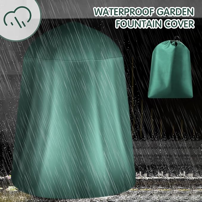 Tatuo Fountain Covers for Winter Waterproof 36"x42" 600d Outdoor Oxford Cloth Garden Fountain Statue Protective Cover with Drawstring for Outdoor Garden Statue(Green)