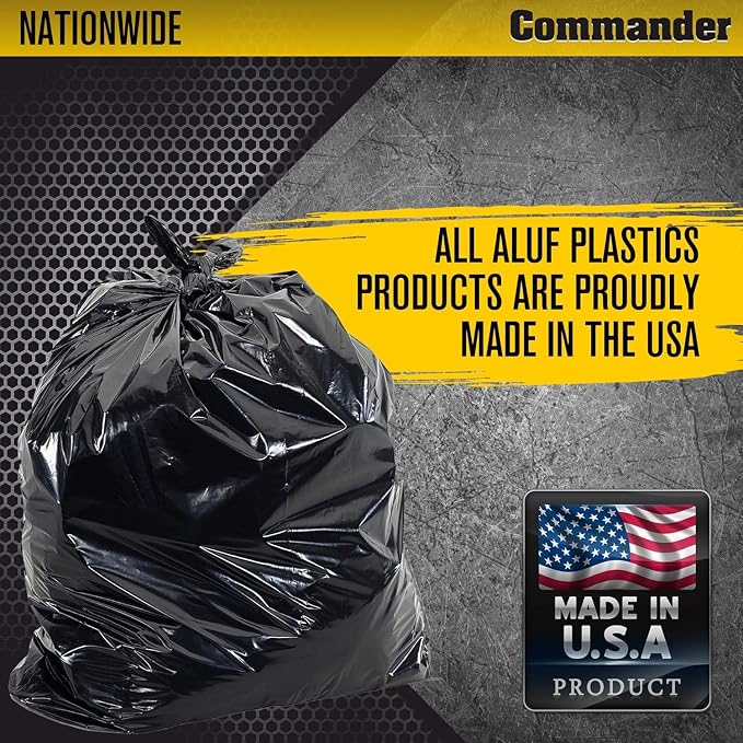 Commander 42 Gallon 3 MIL (eq) Heavy Duty Contractor Bags with Flap Ties - 32" x 46" - Pack of 80 - For Contractor, Industrial, & Outdoor