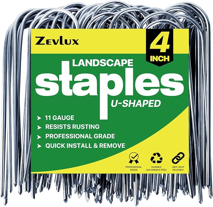 4 Inch 160 Pack 11 Gauge U - Shape Garden Stakes Set: Drip, Line & Irrigation Tubing Stakes, Galvanized Landscape Staples for Tube, Lawns, Weed Barriers, Landscape Fabrics, Irrigation Hose, Floor Mats
