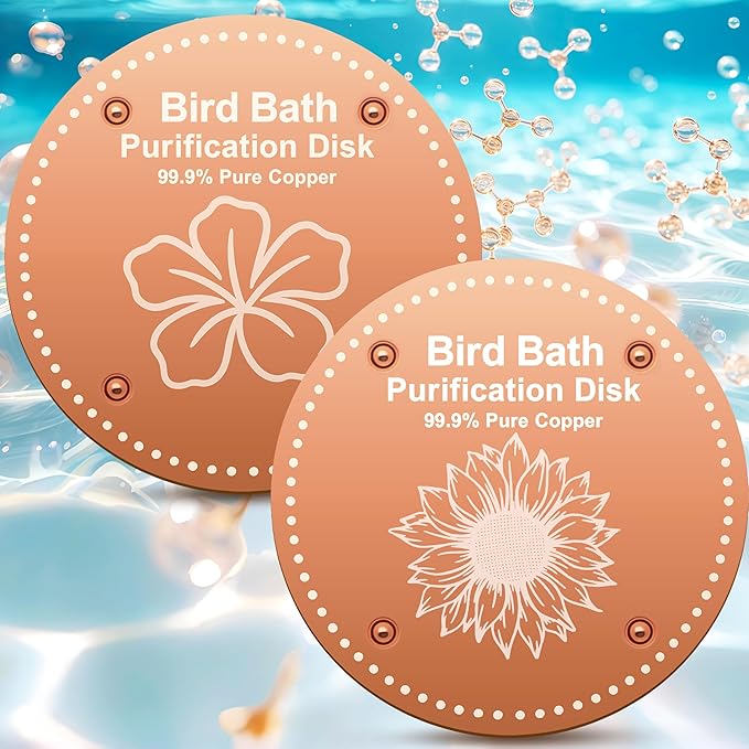 Bird Bath Purification Disk Pure Copper Outside Winter Solar Power Birdbath Hummingbird Bee Water Fountain Window Feeder Stand Nectar Food Pole House Hanging Birdhouse Small Large Accessories