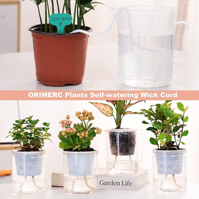 ORIMERC 40 Pack Net Pots 4 inch Net Cups Pots for Hydroponics Supplies with 60 feet Self Watering Wick for Aquaponics Buckets Insert Orchid kratky Vegetable Gardening Grow Netted Baskets Slotted Mesh