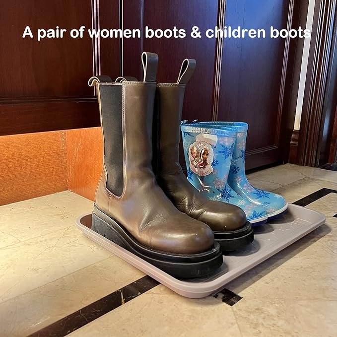 WATANIYA PET Boot Tray for Entryway Indoor, Heavy Duty Shoe Mat Tray 2 Packs, 16.7"x12.8" Waterproof Shoe Trays with Raised Edge, Outdoor Multi-Purpose Mat for Boots, Shoes, Garden