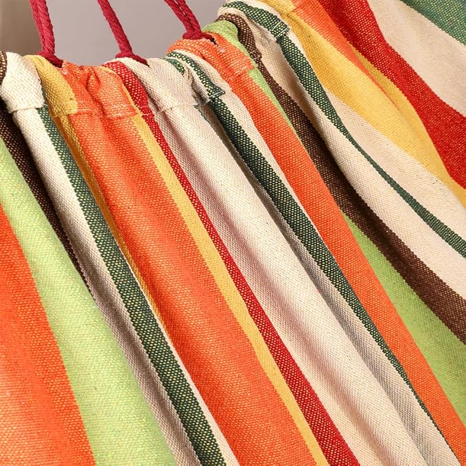 Cotton Canvas Hammock, Comfortable Fabric Camping Hammock with Tree Straps, Up to 440lbs with Travel Bag for Camping Outdoor/Indoor Patio Backyard(Orange, Without bar)